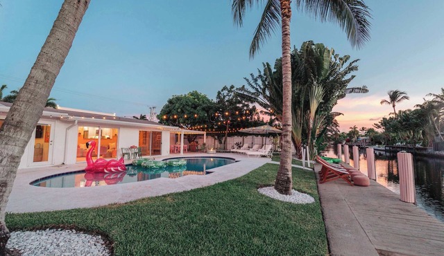 The Pink Flamingo | Pool Canal Access Firepit