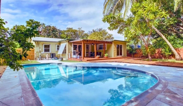 Tranquil Poolside Bliss + Pergola Deck & Turf Yard