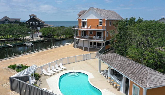 Waterfront home with ocean views, private pool, hot tub, & Tesla/EV charger